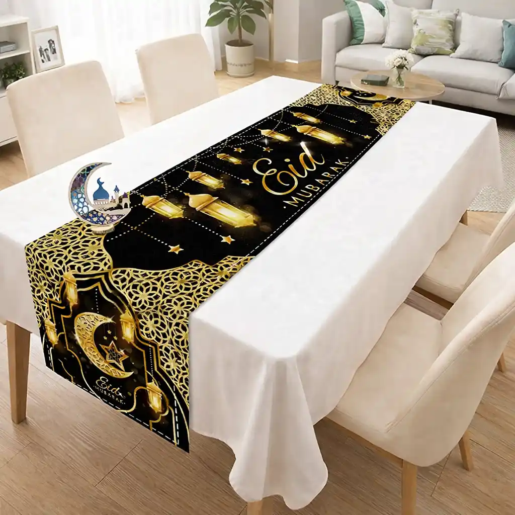 Elegant Black and Gold Table Runner