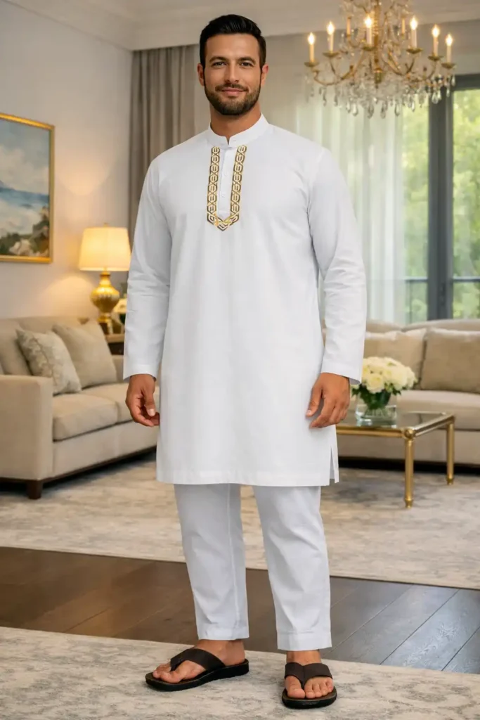 Jacansi Embroidered Classic Cotton Linen Thobe