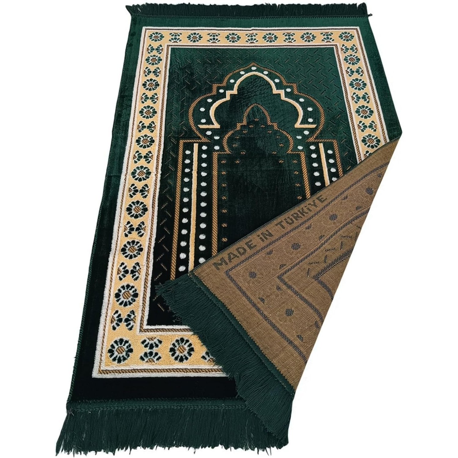 Authentic Made in Turkey Muslim Prayer Rug label