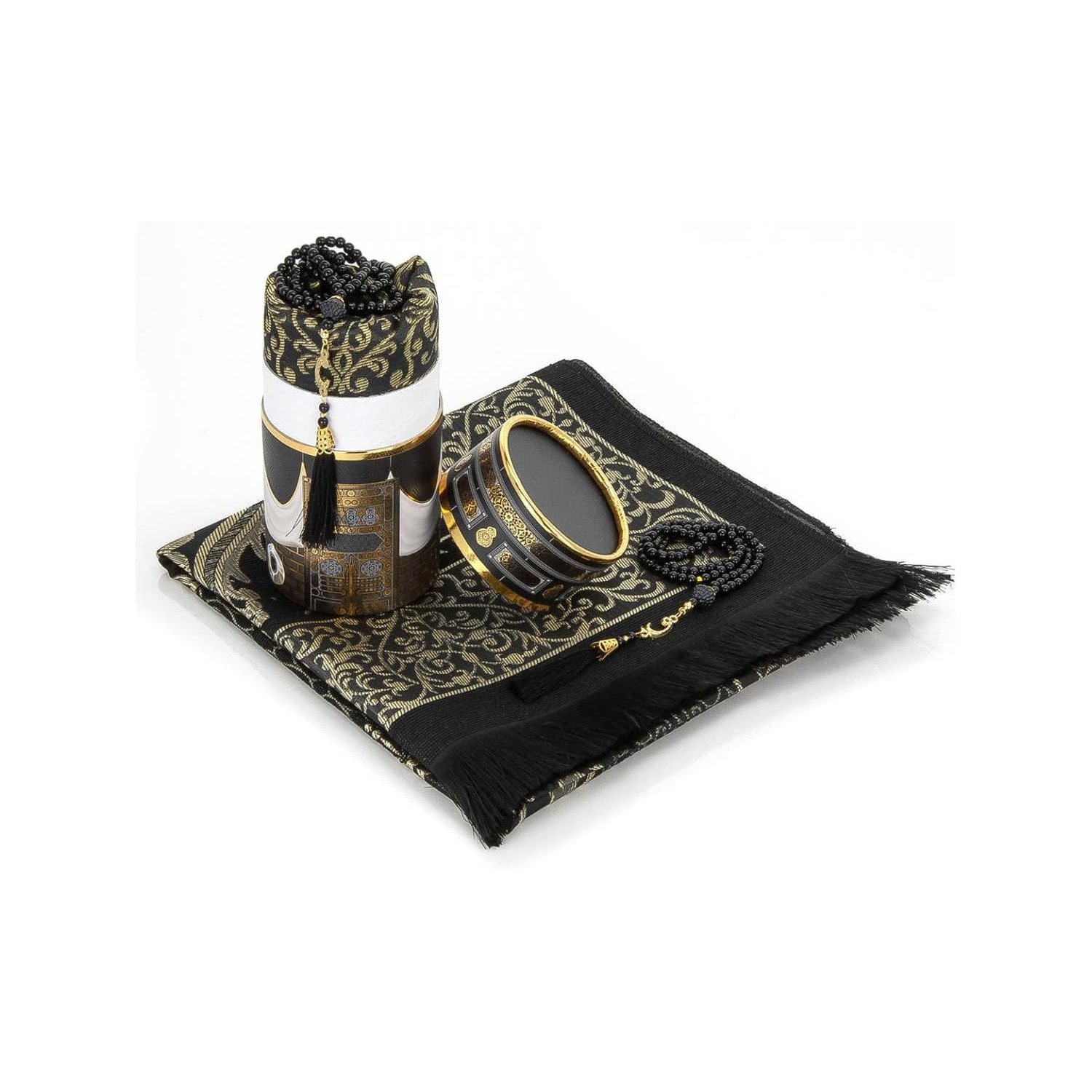 Black Ihvan Islamic Gift Set with Cylinder Box
