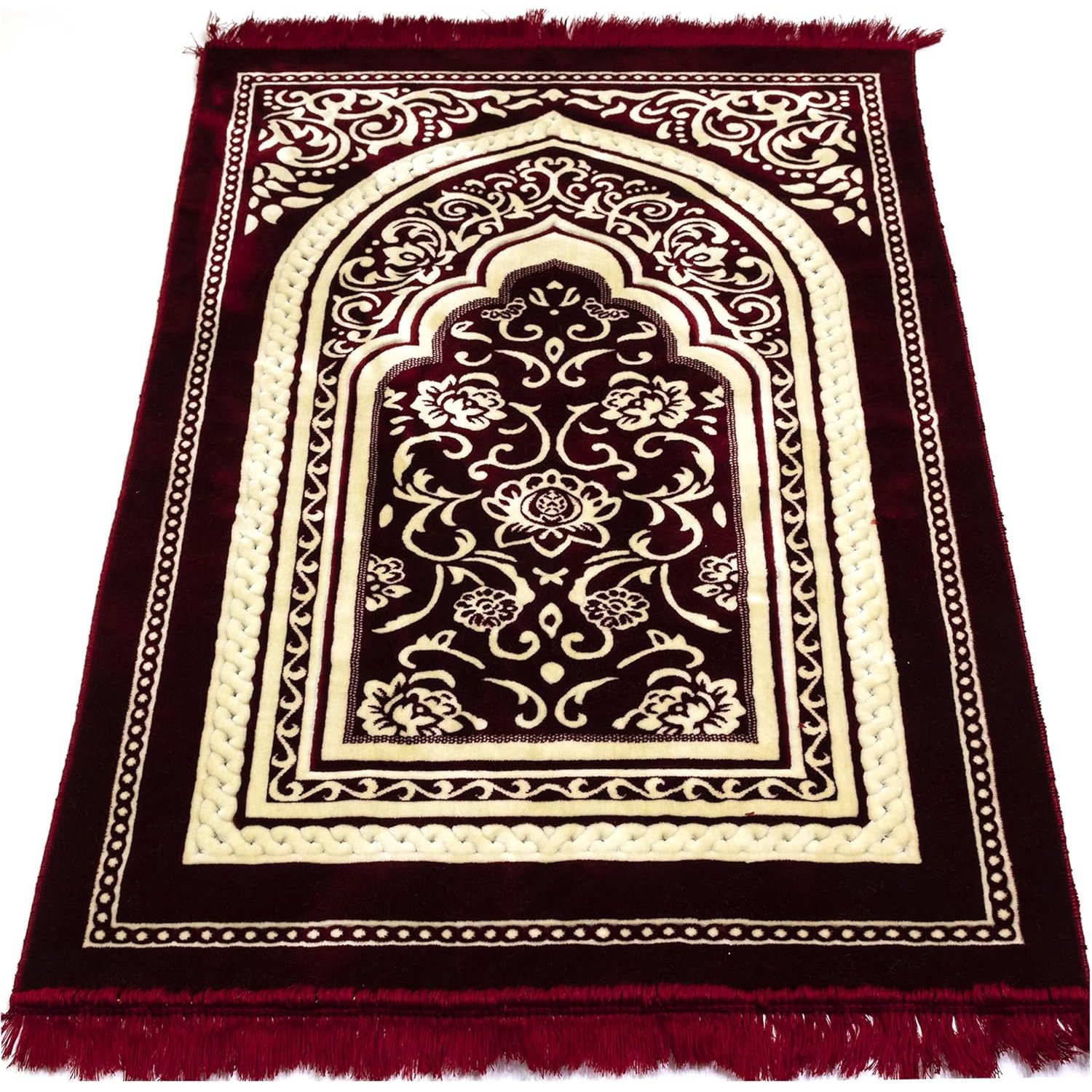 Floral Red Modefa Turkish Islamic Prayer Rug
