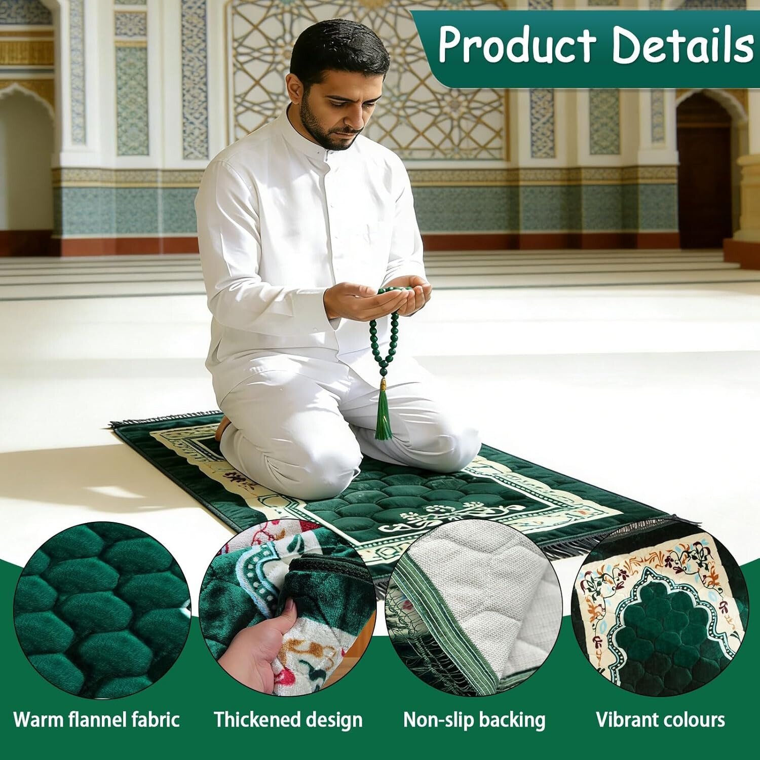 Funvalley Padded Islamic Prayer Mat features