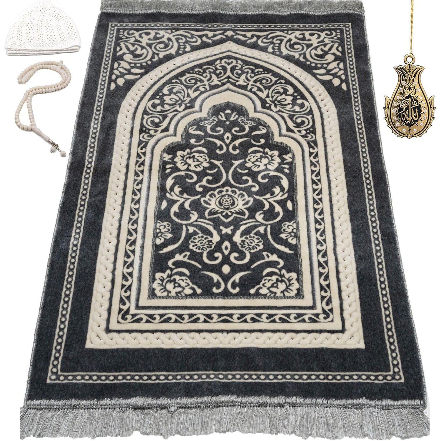 Grey Modefa Turkish Islamic Prayer Rug set