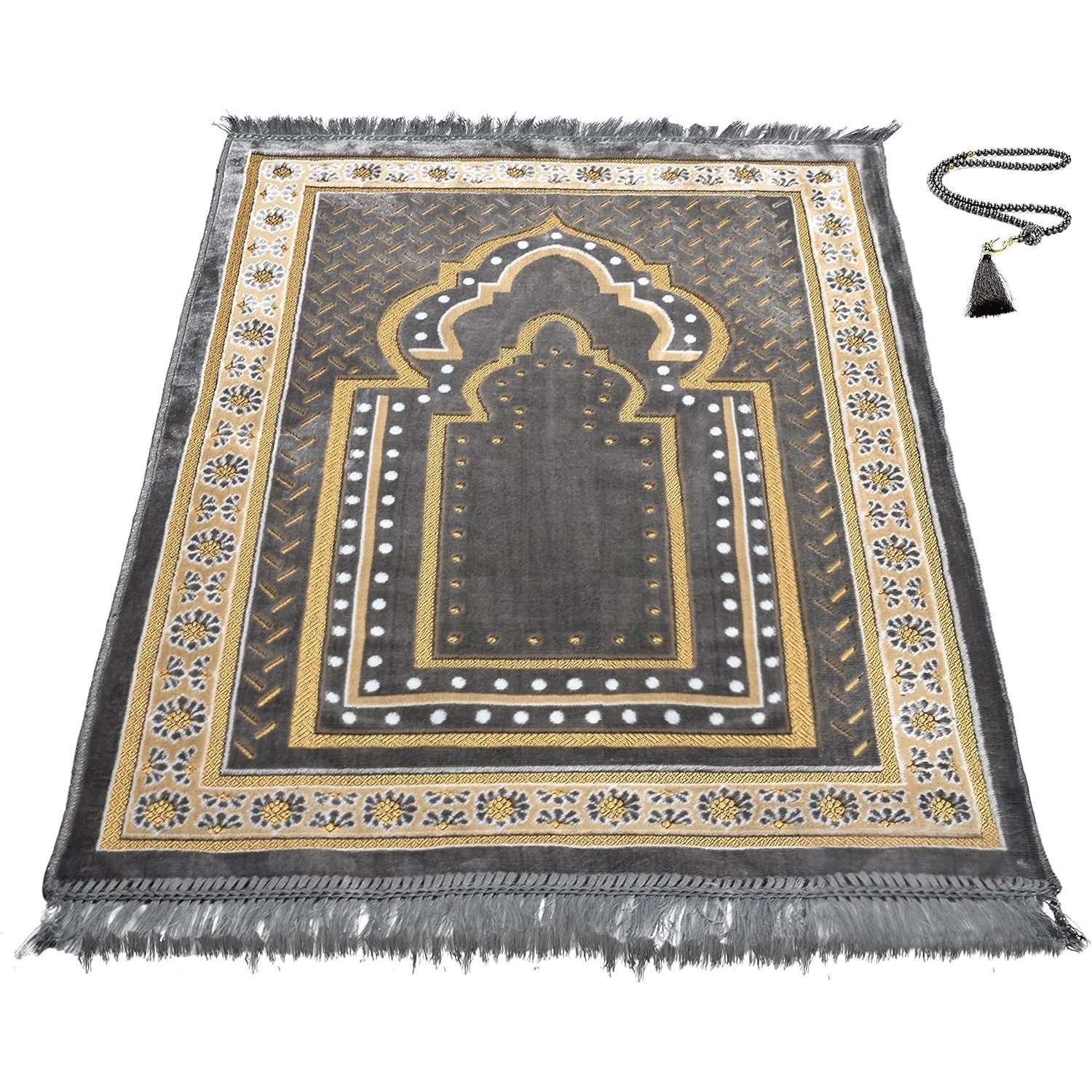 Grey Turkish Muslim Prayer Rug for Men