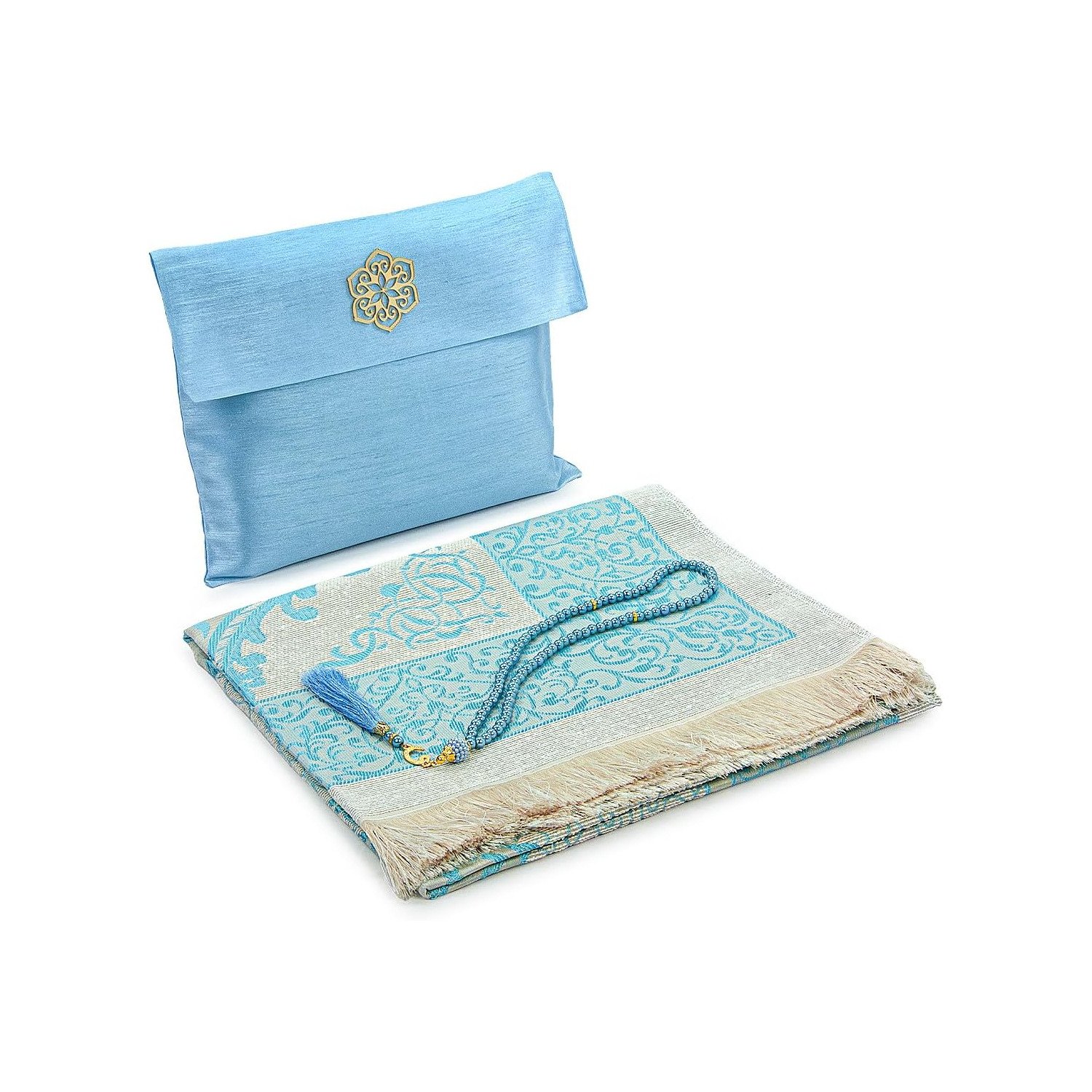 Ihvan Blue Cotton Prayer Mat Set