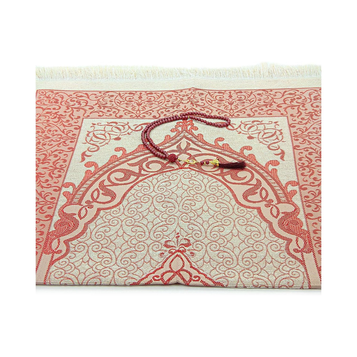 Ihvan Burgundy Cotton Prayer Mat texture