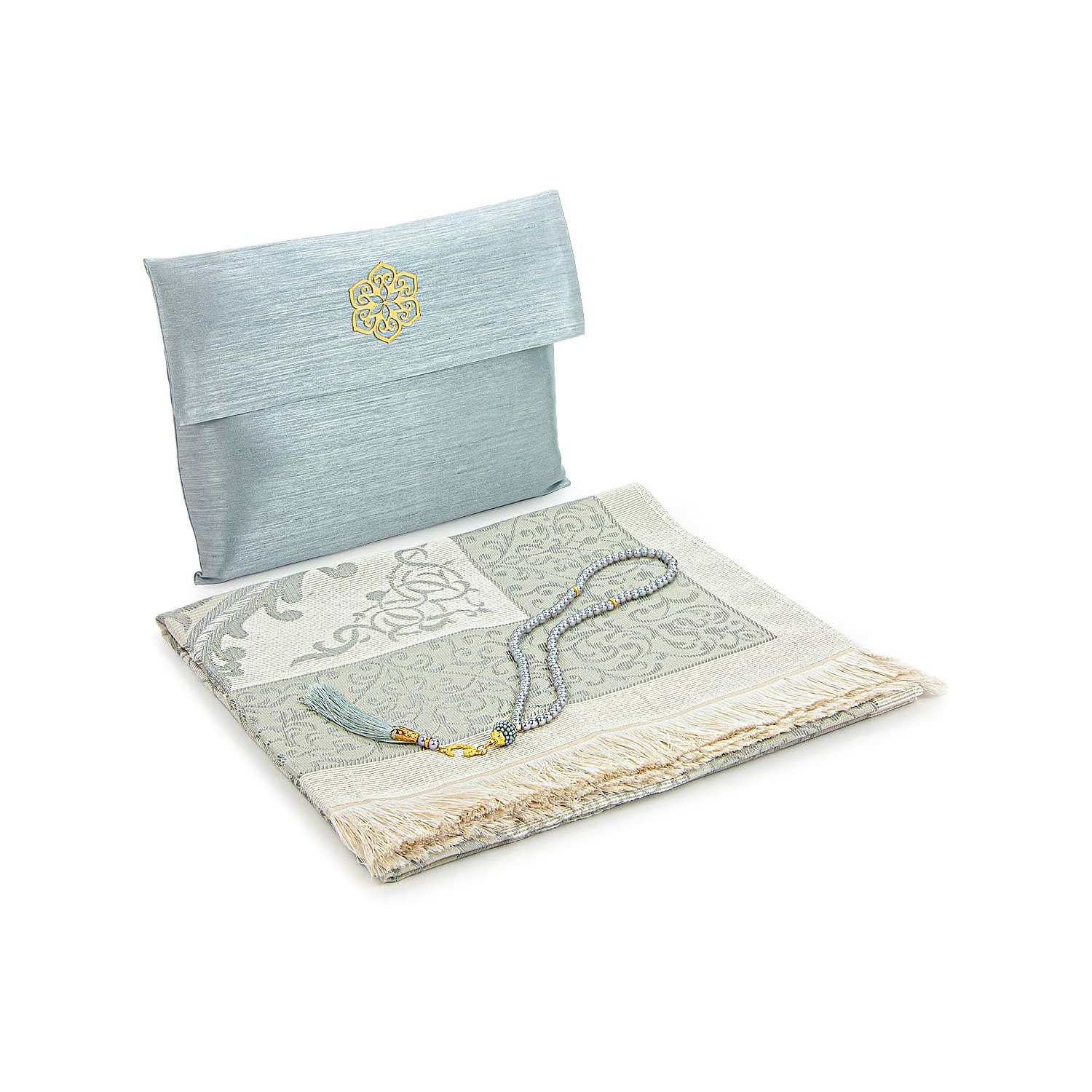 Ihvan Grey Cotton Prayer Mat Set