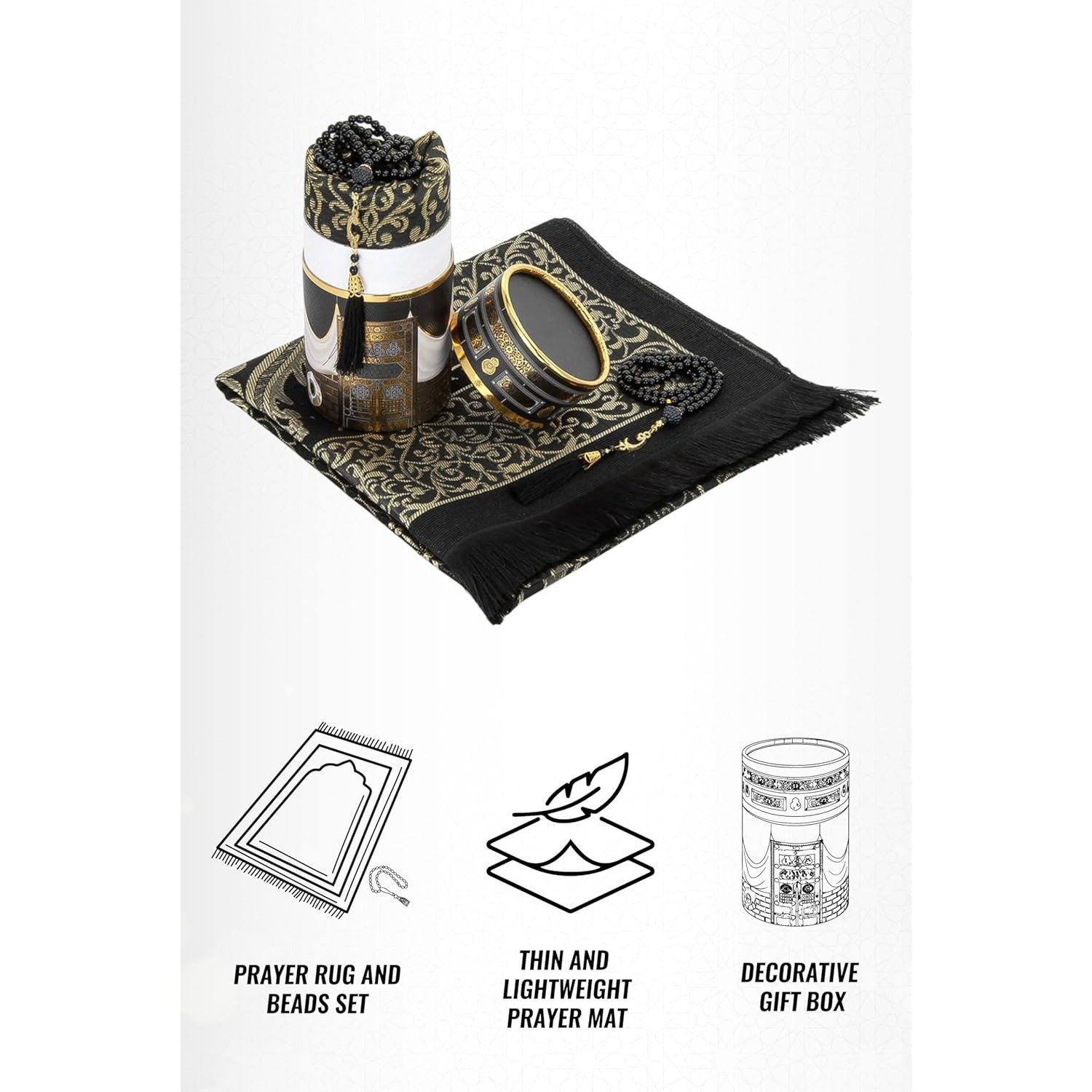 Ihvan Lightweight Prayer Mat and Beads Gift Set
