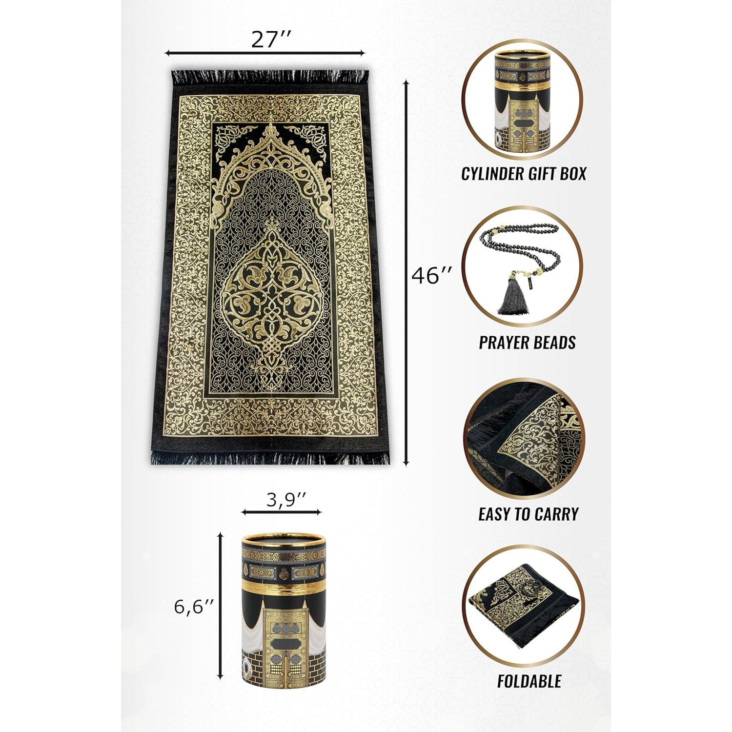 Ihvan Muslim Prayer Rug size and gift box dimensions