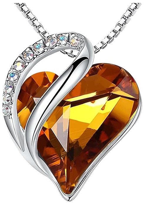Leafael Golden Topaz Heart Necklace