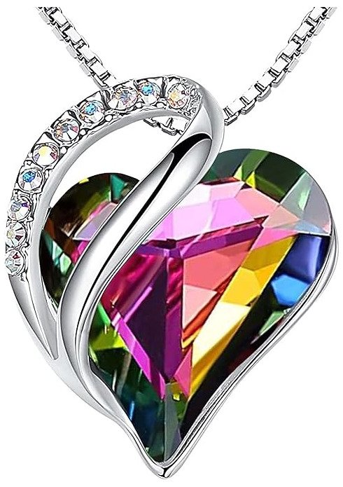 Leafael Rainbow Crystal Heart Necklace