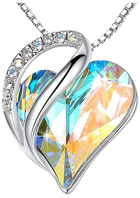 Leafael Rainbow Opal Heart Necklace