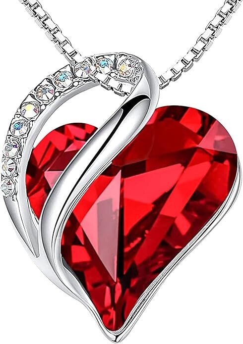 Leafael Ruby Red Heart Necklace