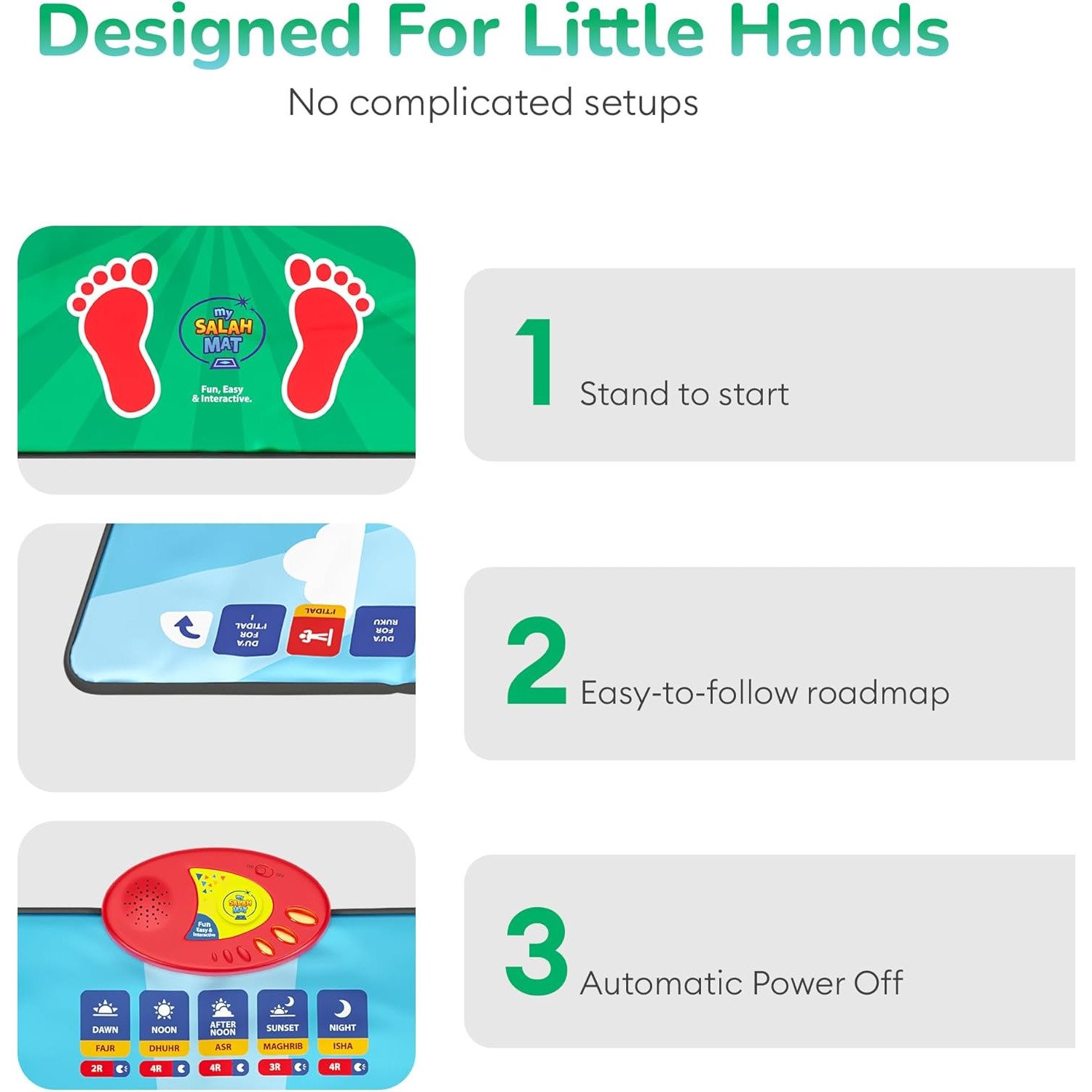 Little Muslim Prayer Mat with Simple Roadmap for Kids