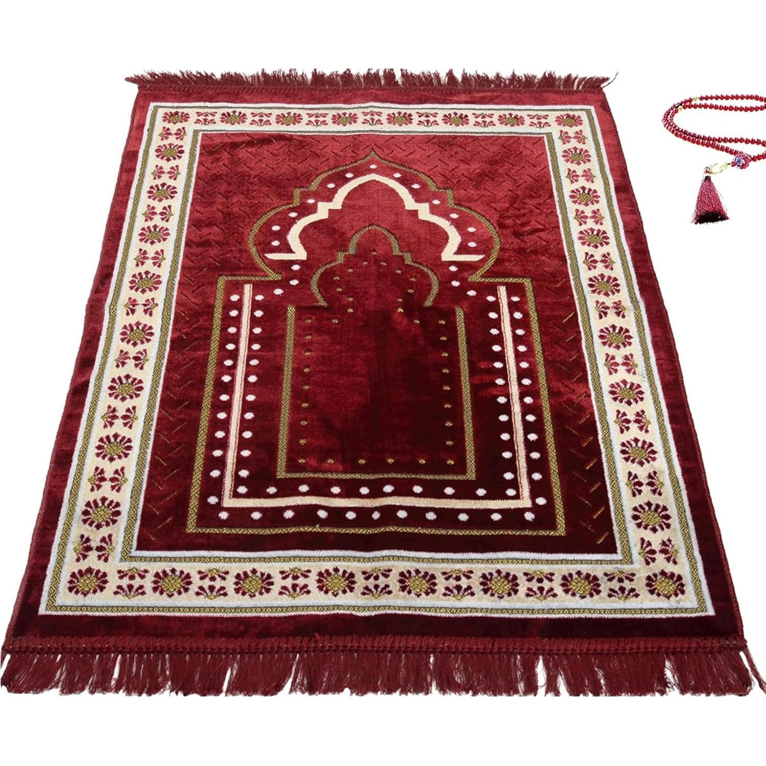 Maroon Turkish Muslim Prayer Rug for Men
