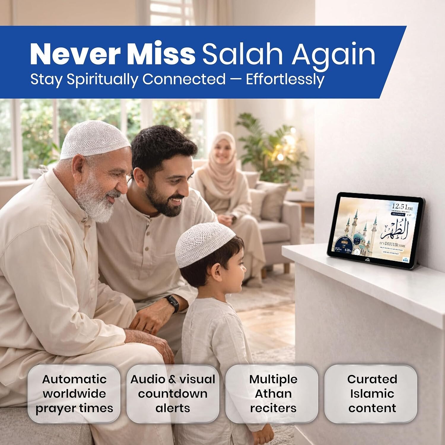 Masjidal Smart Azan Clock for Family Salah