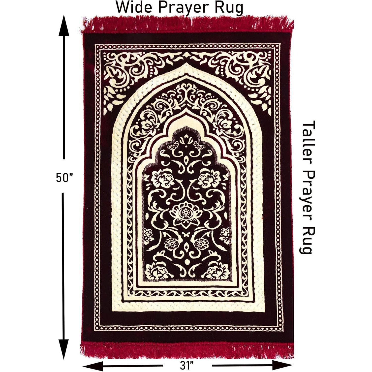Modefa Turkish Prayer Rug size chart