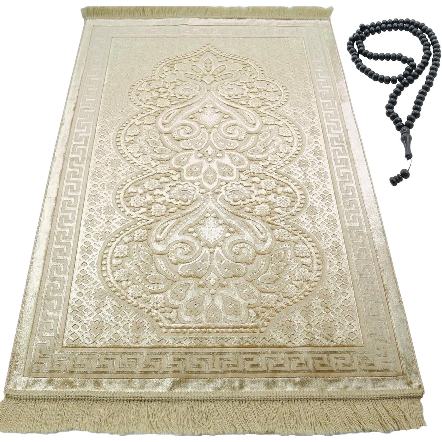 Modefa mink velvet luxury prayer rug with prayer beads
