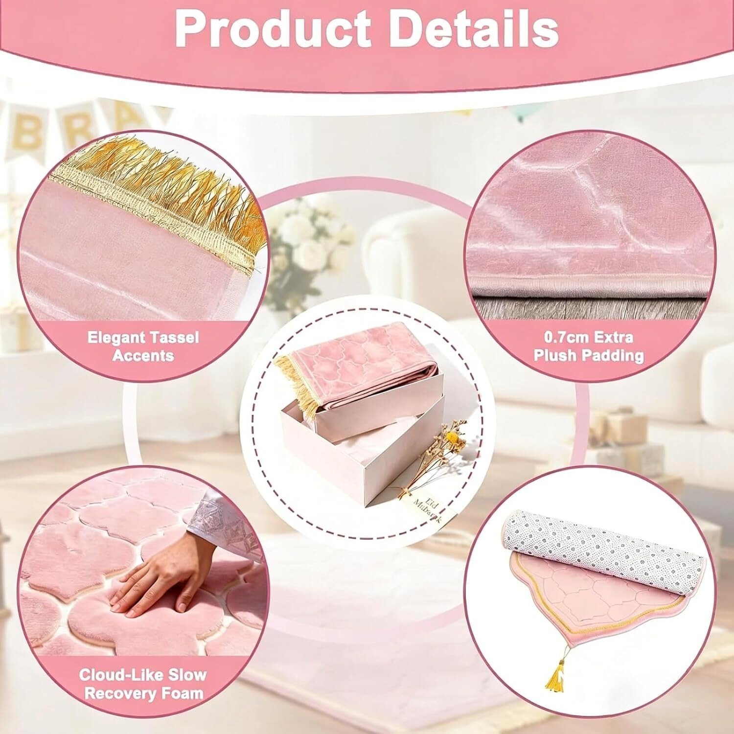 Pink RONGJUKD Women Prayer Mat details