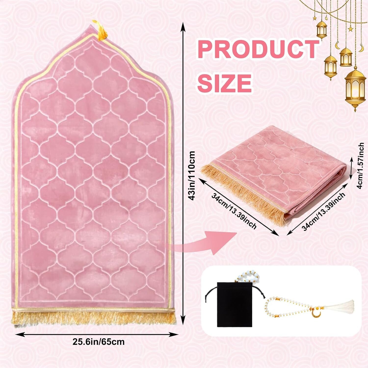Pink RONGJUKD Women Prayer Mat size chart