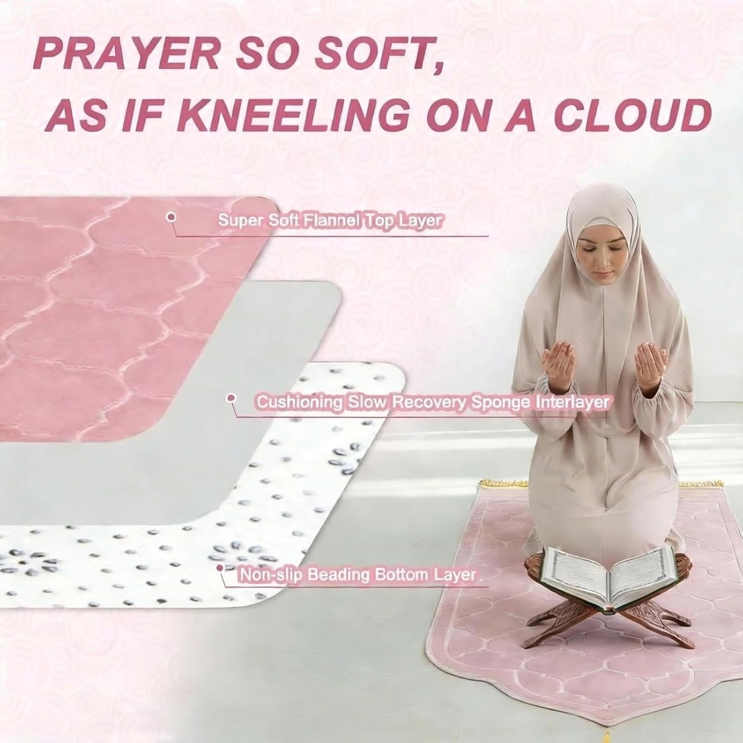 Pink RONGJUKD Women Prayer Mat texture layers