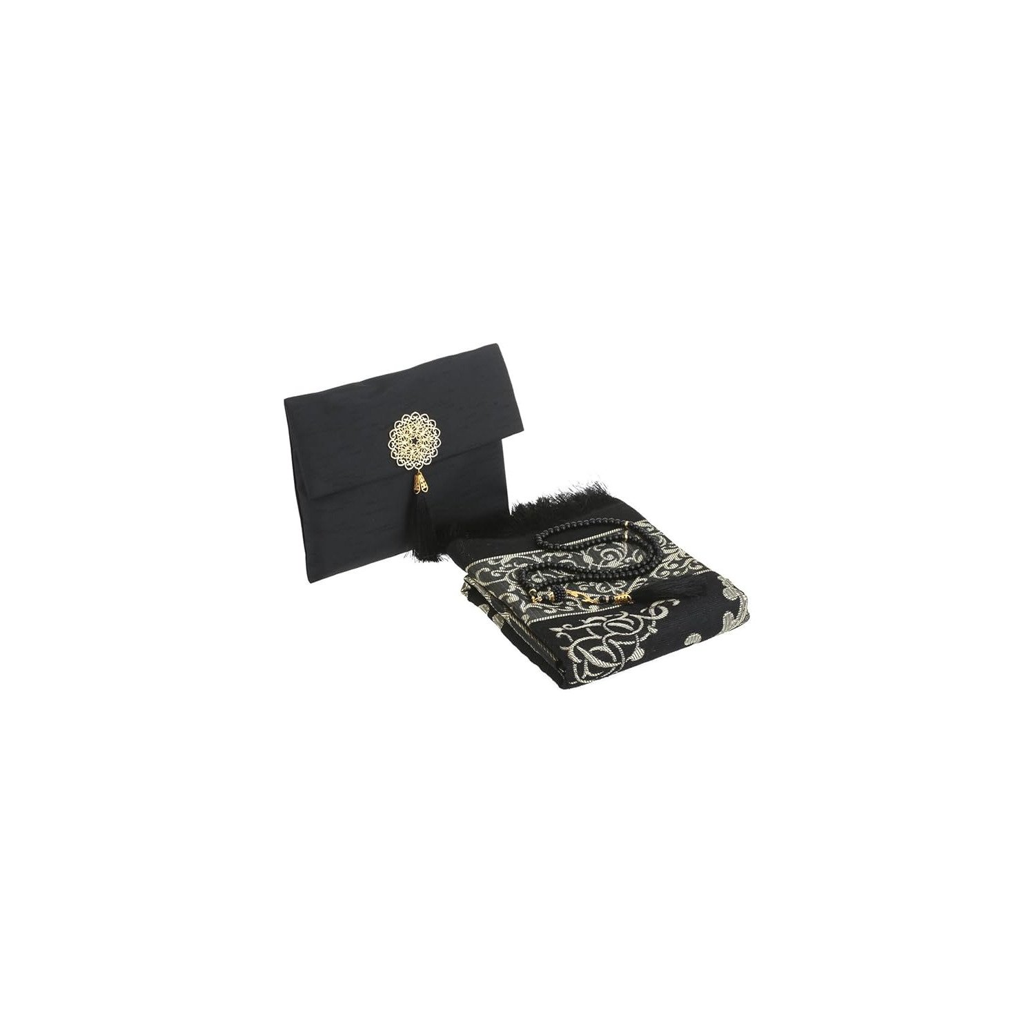 Prien Black Pocket Prayer Mat with Islamic Gift Bag