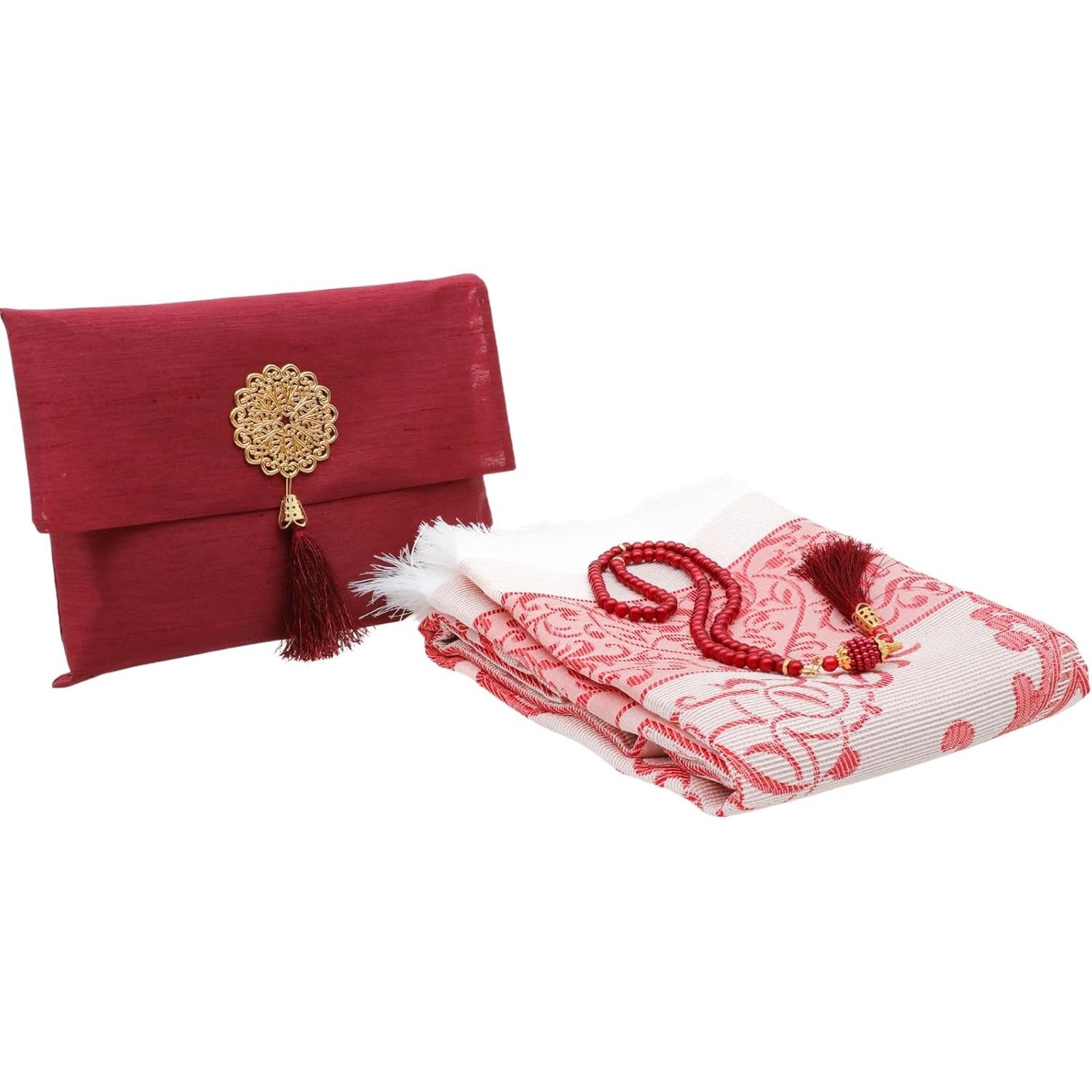 Prien Burgundy Portable Muslim Prayer Mat for Travel