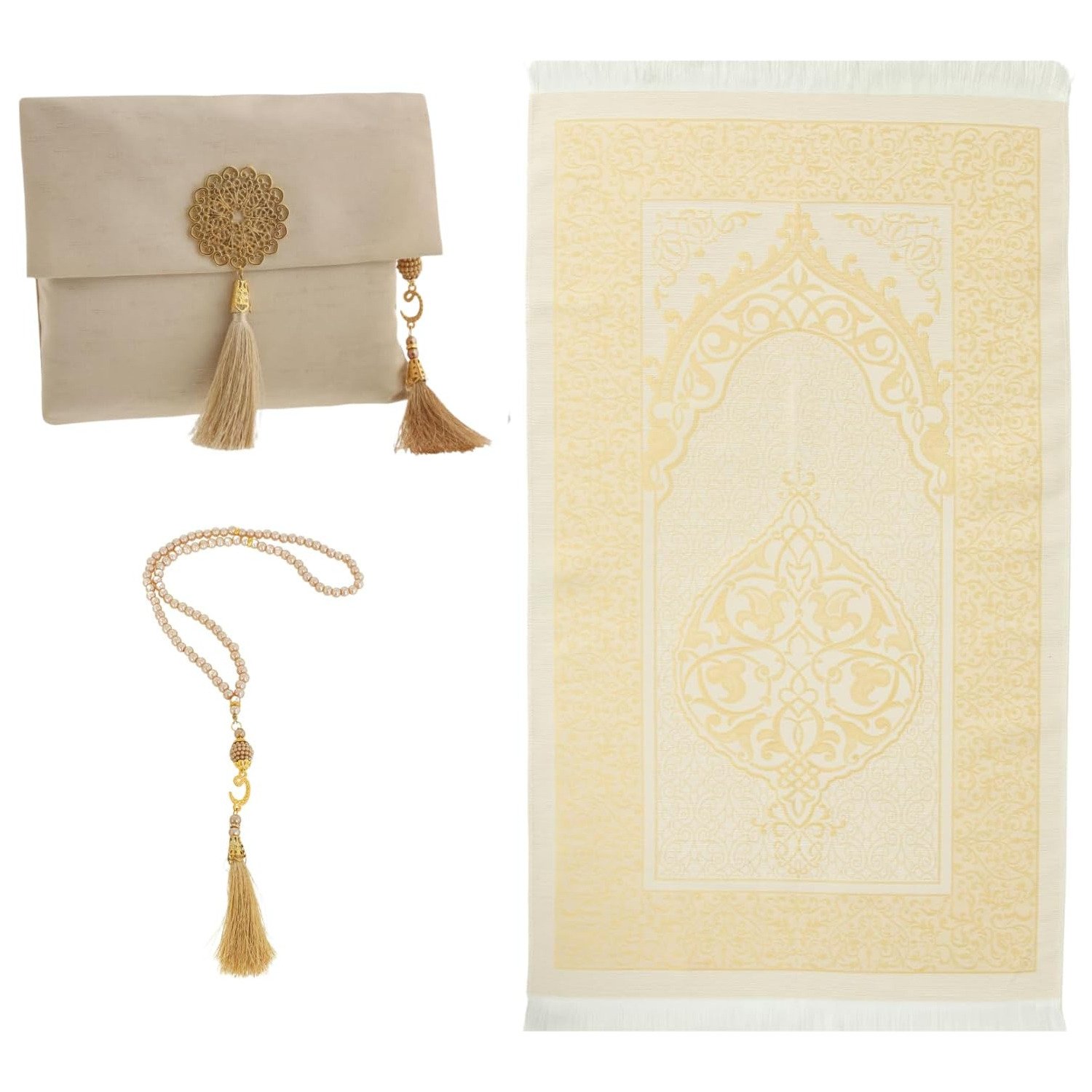Prien Foldable Muslim Prayer Mat Set with Bag and Tasbih