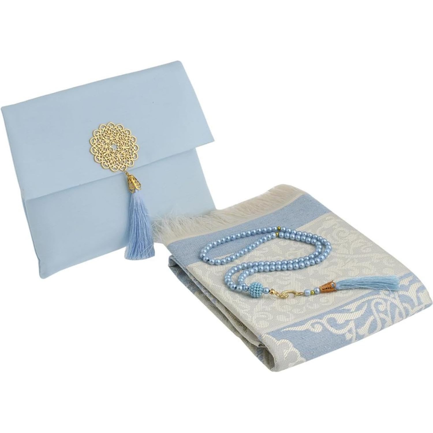 Prien Light Blue Travel Prayer Mat and Tasbih Set