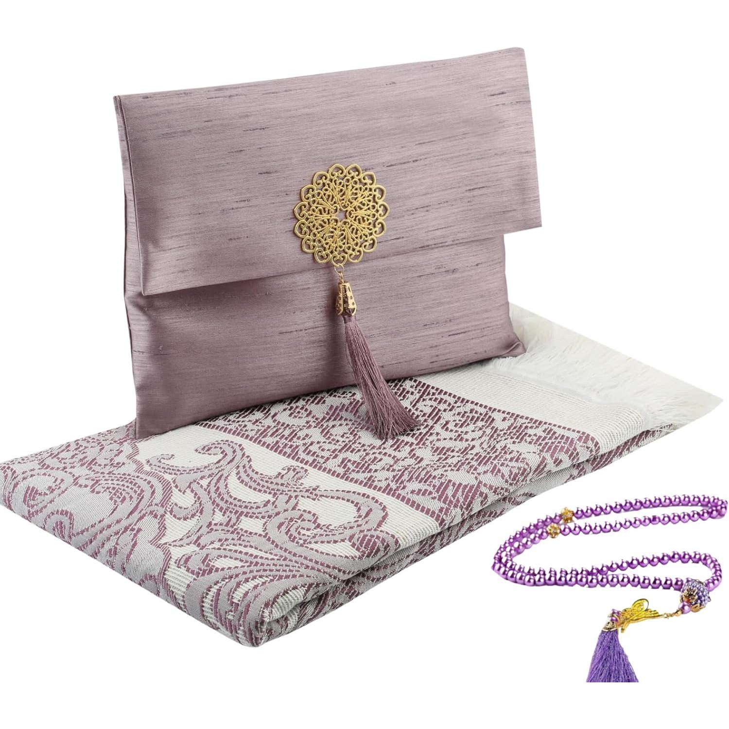 Prien Purple Portable Muslim Prayer Mat Gift Set