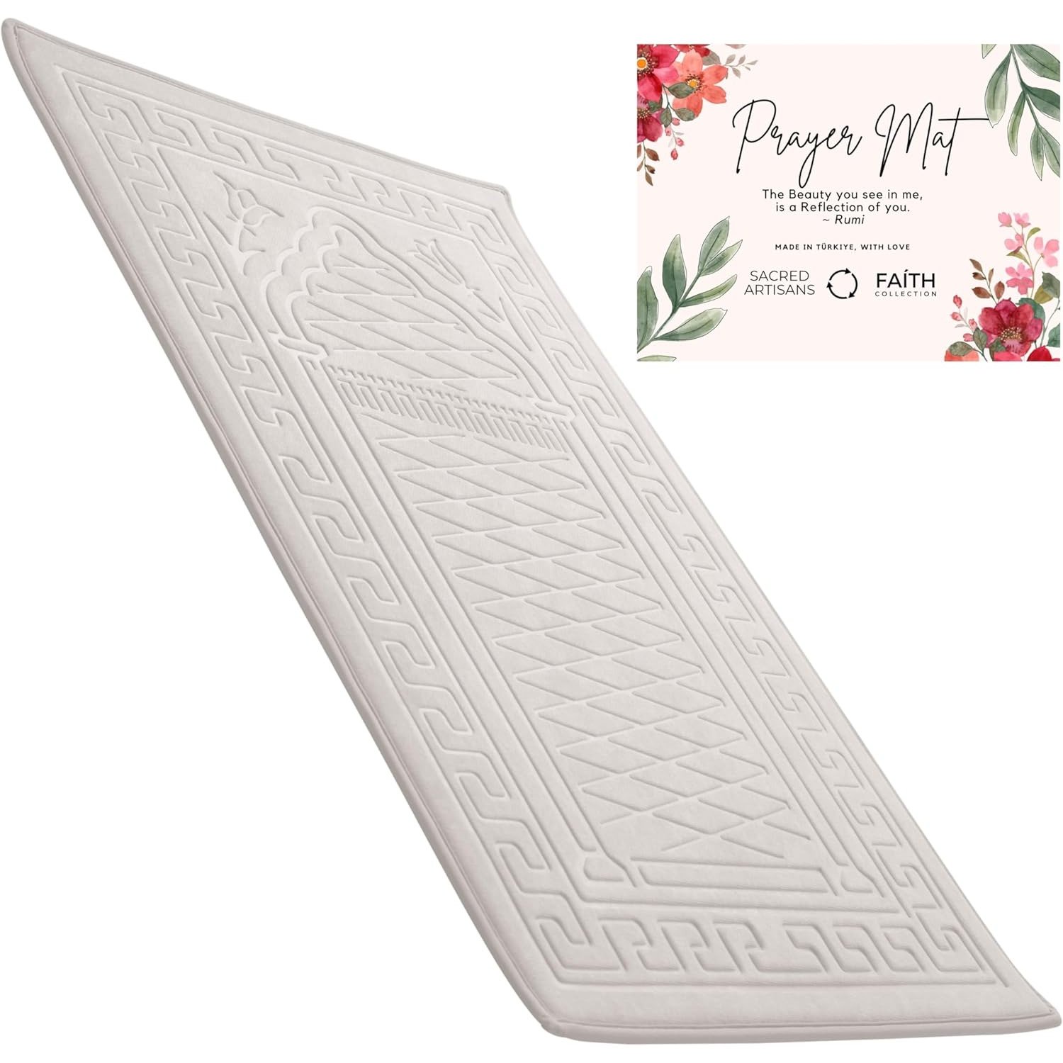Sacred Artisans Cream Cushioned Muslim Prayer Mat