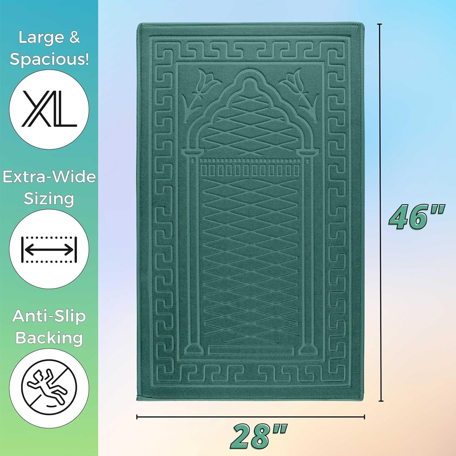 Sacred Artisans Extra Wide Anti Slip Muslim Prayer Mat Dimensions