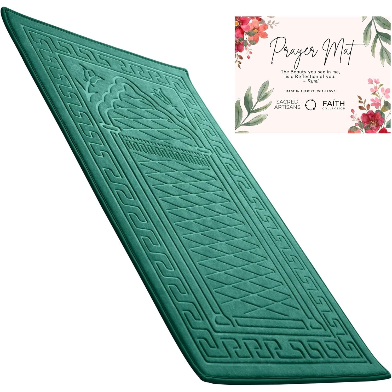 Sacred Artisans Green Padded Muslim Prayer Mat