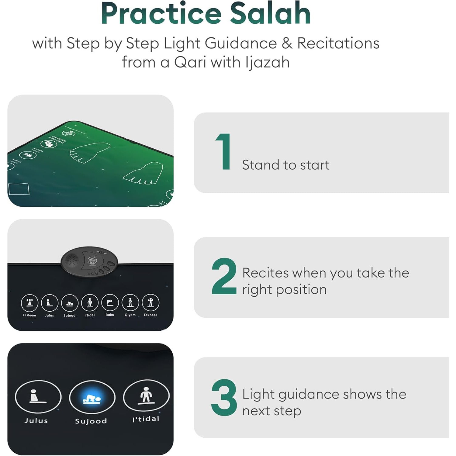 Step by Step Smart Prayer Mat with Light Guidance