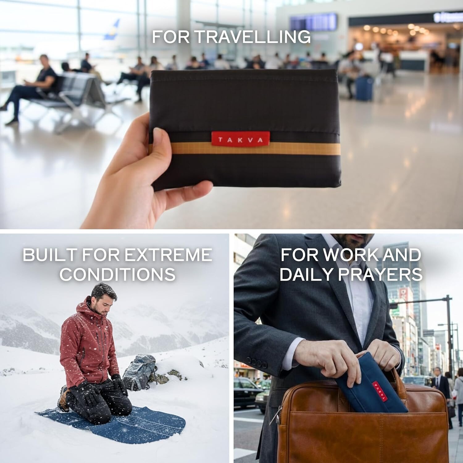 TAKVA pocket prayer mat for travel, work, and extreme conditions