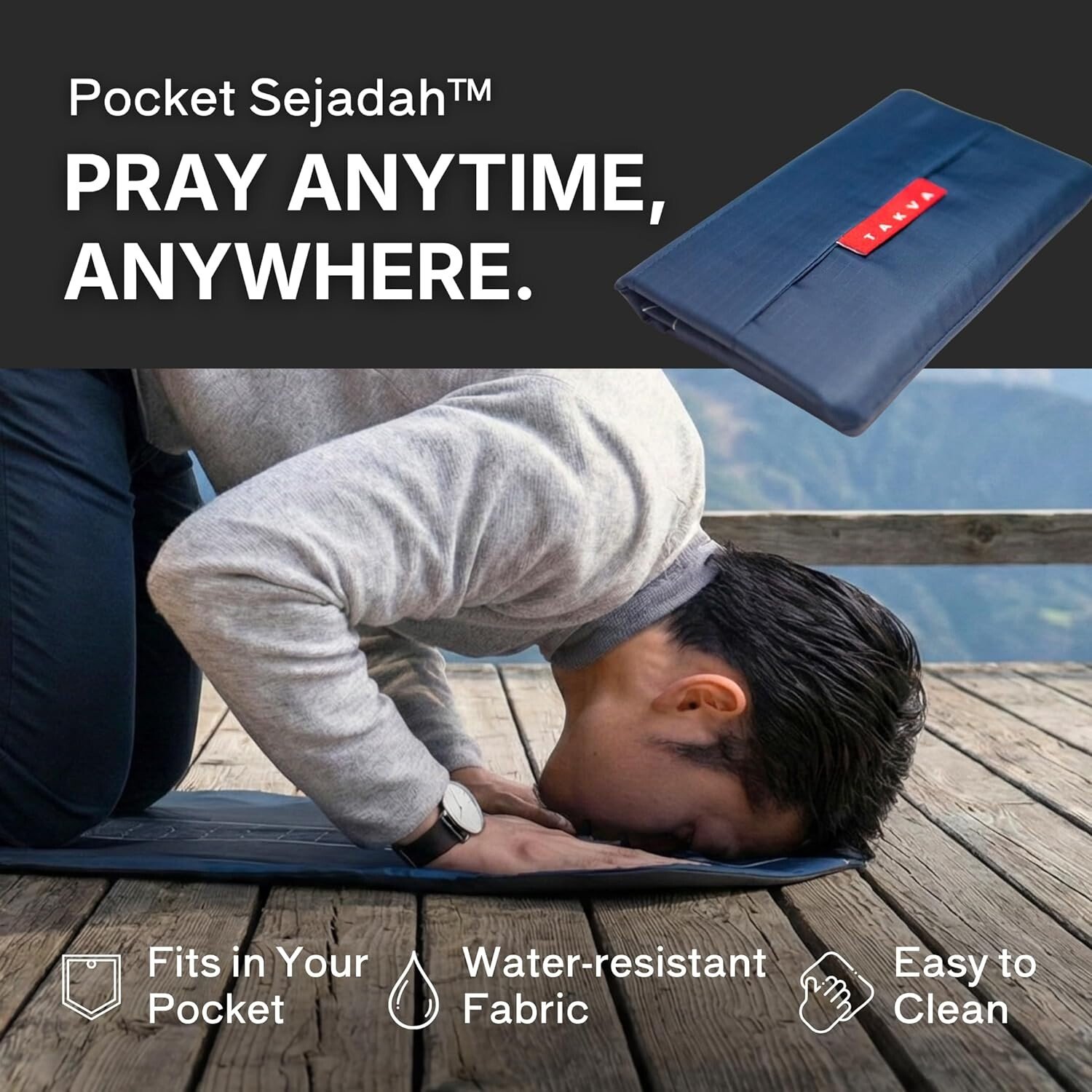 TAKVA pocket sejadah with water-resistant fabric for any location
