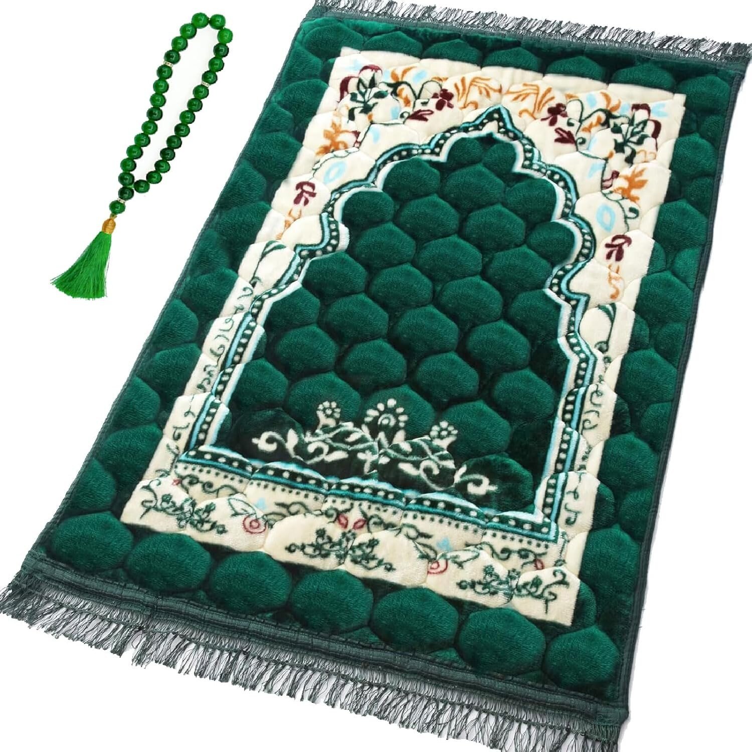 Thick Funvalley Elderly Prayer Mat with Tasbih