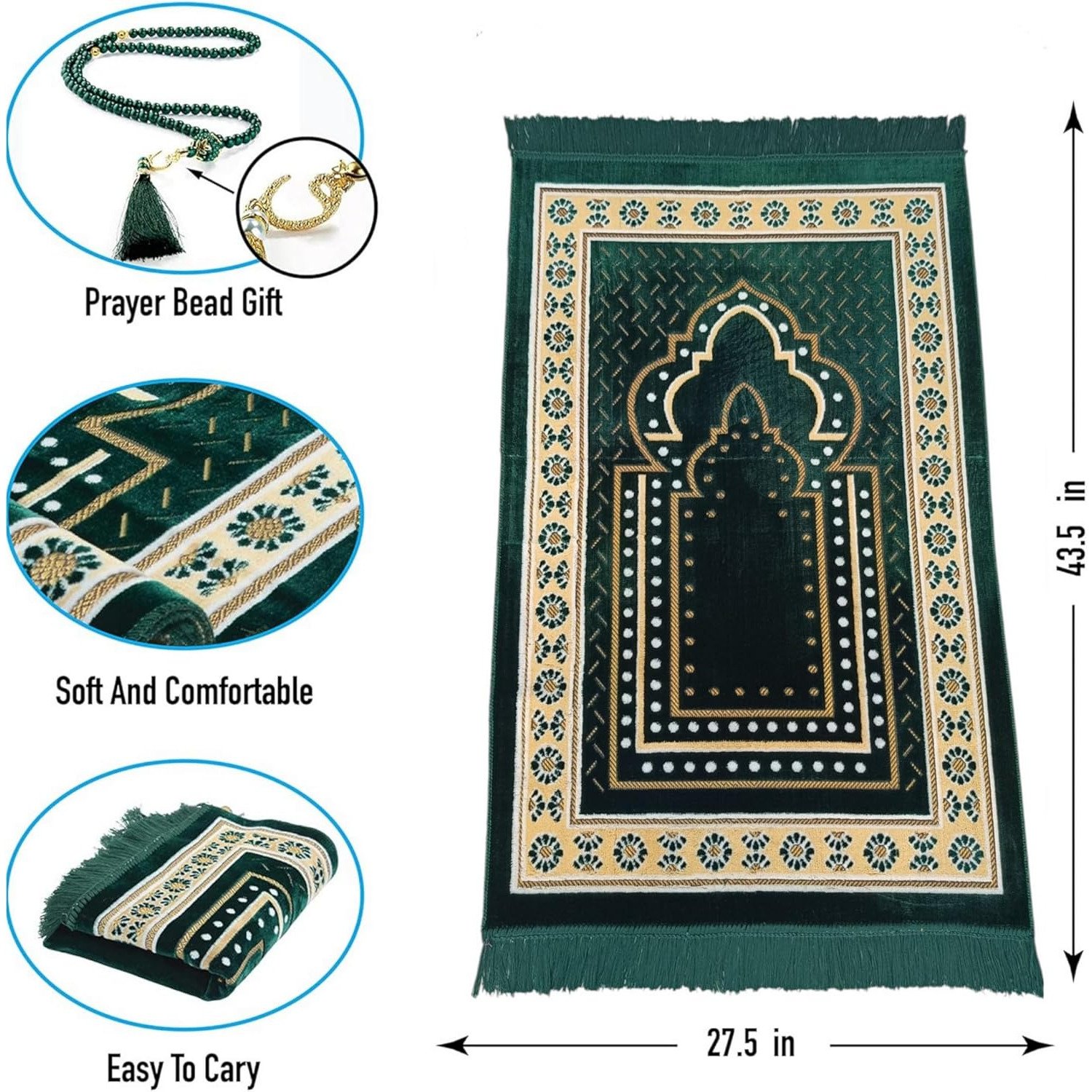 Turkish Muslim Prayer Rug size and gift details